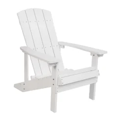 Emma And Oliver Outdoor Green All-Weather Poly Resin Wood Adirondack Chair