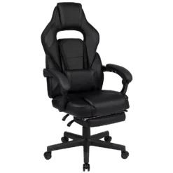 Emma And Oliver Black Ergonomic Gaming Chair -Recline Back/Arms, Footrest, Massaging Lumbar