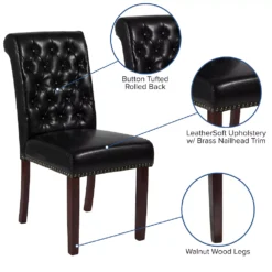 Emma And Oliver Black Fabric Parsons Chair With Rolled Back & Nail Trim -Home furnishings 5978357 ALT2