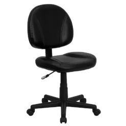 Emma And Oliver Mid-Back Black LeatherSoft Ergonomic Task Office Chair - Back Depth Adjustment