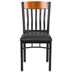 Emma And Oliver Vertical Back Black Metal/Walnut Wood Dining Chair -Home furnishings 5978359 ALT2