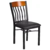 Emma And Oliver Vertical Back Black Metal/Walnut Wood Dining Chair