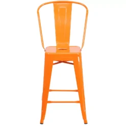 Emma And Oliver Commercial Grade 24"H Silver Metal Indoor-Outdoor Counter Height Stool W/ Back -Home furnishings 5978360 ALT3