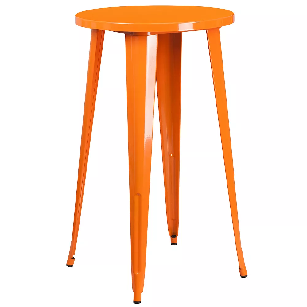 Emma And Oliver Commercial 24" Round Yellow Metal Indoor-Outdoor Bar Table Set-4 Cafe Stools 6 Emma And Oliver Commercial 24" Round Yellow Metal Indoor-Outdoor Bar Table Set-4 Cafe Stools - Image 4