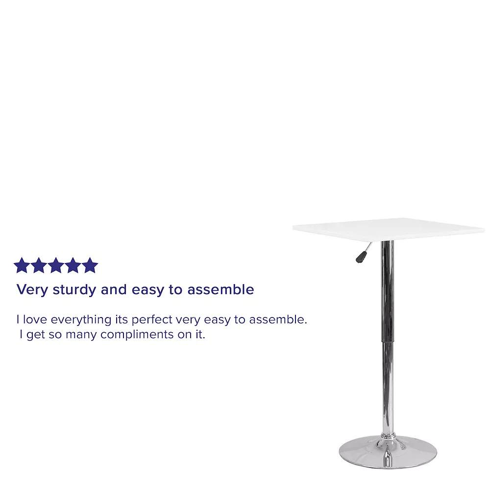 Emma And Oliver 23.75" Square 33" - 40.5" Adjustable Height White Wood Table 6 Emma And Oliver 23.75" Square 33" - 40.5" Adjustable Height White Wood Table - Image 4