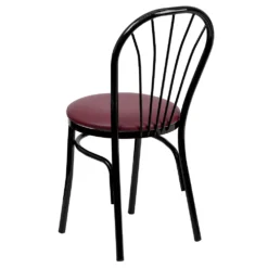 Emma And Oliver Fan Back Metal Chair - Burgundy Vinyl Seat -Home furnishings 5978381 ALT3