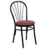 Emma And Oliver Fan Back Metal Chair - Burgundy Vinyl Seat