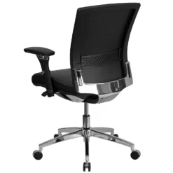 Emma And Oliver 24/7 300lb. Mid-Back Black LeatherSoft Ergonomic Office Chair-Seat Slider/Lumbar -Home furnishings 5978382 ALT2