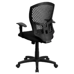 Emma And Oliver Mid-Back Designer Back Swivel Task Office Chair With Fabric Seat & Arms -Home furnishings 5978383 ALT2
