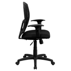 Emma And Oliver Mid-Back Designer Back Swivel Task Office Chair With Fabric Seat & Arms -Home furnishings 5978383 ALT3