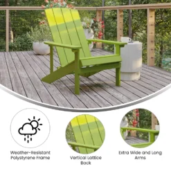 Emma And Oliver Set Of 2 Outdoor Sea Foam All-Weather Poly Resin Wood Adirondack Chairs -Home furnishings 5978389 ALT3