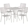 Emma And Oliver Commercial Grade 28" Square Sky Blue Patio Table Set-4 Square Back Chairs