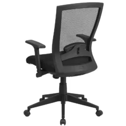 Emma And Oliver Mid-Back Black Mesh Swivel Ergonomic Office Chair Back Angle Adjustment And Arms -Home furnishings 5978392 ALT3