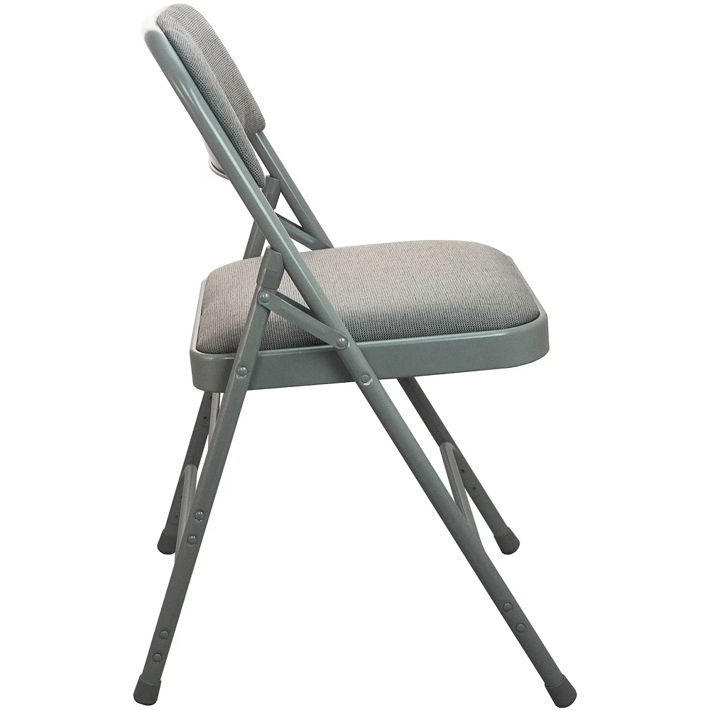Emma And Oliver 4-pack Grey Padded Metal Folding Chair - Grey 1-in Fabric Seat 6 Emma And Oliver 4-pack Grey Padded Metal Folding Chair - Grey 1-in Fabric Seat - Image 4