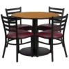 Emma And Oliver 36RD Black Table Set-RD Base & 4 Ladder Back Chairs,Burgundy Seat 2 Emma And Oliver 36RD Black Table Set-RD Base & 4 Ladder Back Chairs,Burgundy Seat -Home furnishings 5978398 Naturaltopburgundy