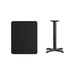 Emma And Oliver 24"x30" Rectangular Black Laminate Table Top With 22"x22" Base