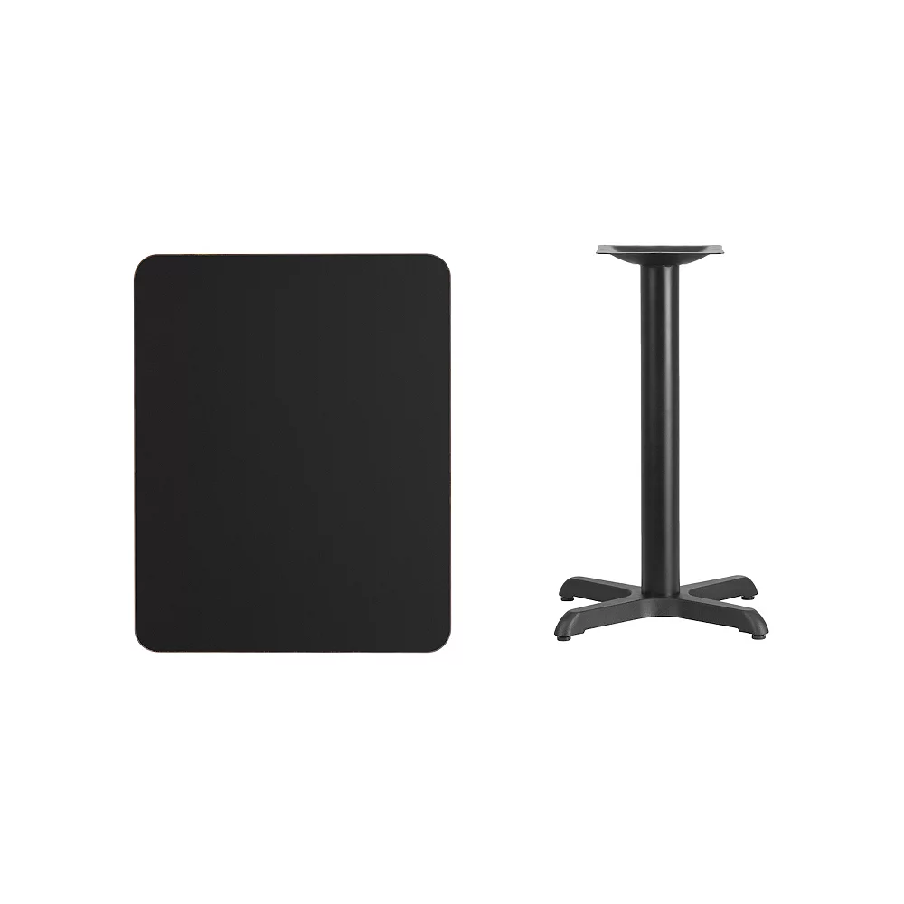 Emma And Oliver 24"x30" Rectangular Black Laminate Table Top With 22"x22" Base 3 Emma And Oliver 24"x30" Rectangular Black Laminate Table Top With 22"x22" Base
