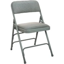 Emma And Oliver 2-Pack Black Padded Metal Folding Chair With Fabric Seat