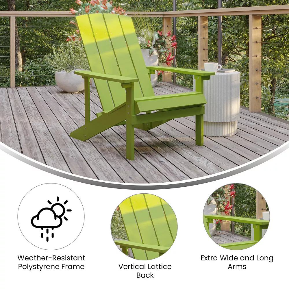 Emma And Oliver Set Of 4 Outdoor Teak All-Weather Poly Resin Wood Adirondack Chairs 6 Emma And Oliver Set Of 4 Outdoor Teak All-Weather Poly Resin Wood Adirondack Chairs - Image 4