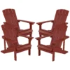 Emma And Oliver Set Of 4 Outdoor Teak All-Weather Poly Resin Wood Adirondack Chairs 2 Emma And Oliver Set Of 4 Outdoor Teak All-Weather Poly Resin Wood Adirondack Chairs -Home furnishings 5978428 Red
