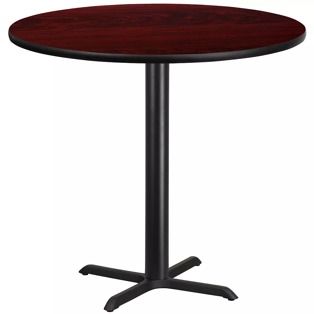 Emma And Oliver 42"RD Natural Laminate Bar Table Top-33"x33" Base 3 Emma And Oliver 42"RD Natural Laminate Bar Table Top-33"x33" Base