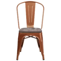 Emma And Oliver Copper Metal Stackable Chair With Wood Seat -Home furnishings 5978437 ALT2