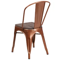 Emma And Oliver Copper Metal Stackable Chair With Wood Seat -Home furnishings 5978437 ALT3
