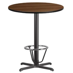 Emma And Oliver 36"RD Black Laminate Bar Table Top-30"x30" Base/Foot Ring