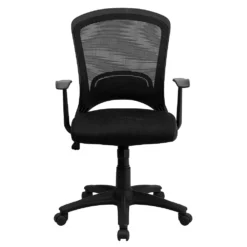 Emma And Oliver Mid-Back Designer Black Mesh Swivel Task Office Chair With Arms -Home furnishings 5978443 ALT3