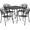 Emma And Oliver Commercial 28" Square Light Gray Folding Patio Table Set-4 Round Back Chairs -Home furnishings 5978451 Black