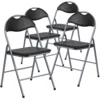 Emma And Oliver 4 Pack Black Vinyl Padded Metal Folding Chair Home Office