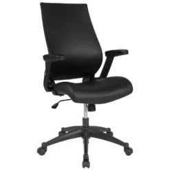 Emma And Oliver High Back Black LeatherSoft Executive Molded Foam Seat Swivel Office Chair