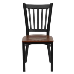 Emma And Oliver Black Vertical Back Metal Restaurant Chair - Burgundy Vinyl Seat -Home furnishings 5978464 ALT3