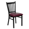 Emma And Oliver Black Vertical Back Metal Restaurant Chair - Burgundy Vinyl Seat 1 Emma And Oliver Black Vertical Back Metal Restaurant Chair - Burgundy Vinyl Seat -Home furnishings 5978464 Burgundyblack