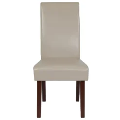 Emma And Oliver Six Mid-Century Beige Faux Leather Parsons Chairs And Mahogany Finished Hardwood Frame For Kitchen, Dining Room & More -Home furnishings 5978465 ALT2