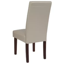 Emma And Oliver Six Mid-Century Beige Faux Leather Parsons Chairs And Mahogany Finished Hardwood Frame For Kitchen, Dining Room & More -Home furnishings 5978465 ALT3