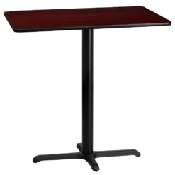 Emma And Oliver 24"x42" Black Laminate Bar Table Top-23.5"x29.5" Base