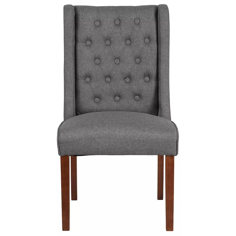 Emma And Oliver Gray Fabric Tufted Parsons Chair With Side Panel Detail 6 Emma And Oliver Gray Fabric Tufted Parsons Chair With Side Panel Detail - Image 4