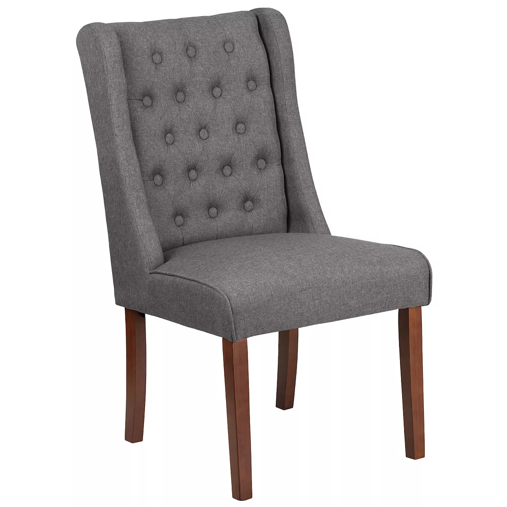 Emma And Oliver Gray Fabric Tufted Parsons Chair With Side Panel Detail 3 Emma And Oliver Gray Fabric Tufted Parsons Chair With Side Panel Detail