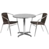 Emma And Oliver 31.5" Round Aluminum Table Set-2 Black Rattan Chairs -Home furnishings 5978476 Dark Brown