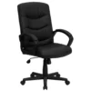 Emma And Oliver Mid-Back Black LeatherSoft Three Line Horizontal Stitch Swivel Office Chair -Home furnishings 5978478
