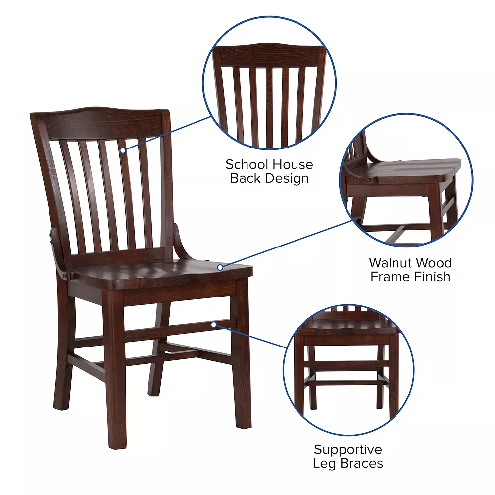 Emma And Oliver School House Back Walnut Wood Chair 5 Emma And Oliver School House Back Walnut Wood Chair - Image 3