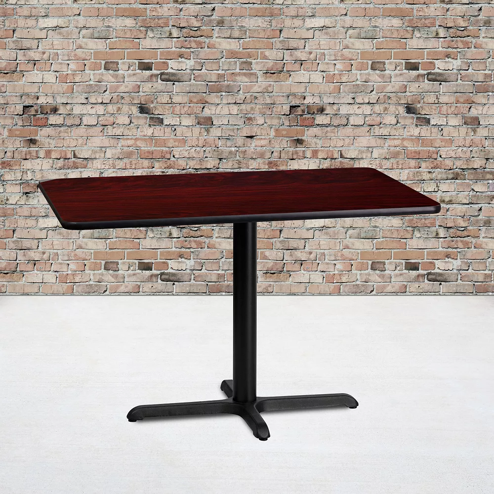 Emma And Oliver 24"x42" Rectangular Mahogany Laminate Table Top With 23.5"x29.5" Base 4 Emma And Oliver 24"x42" Rectangular Mahogany Laminate Table Top With 23.5"x29.5" Base - Image 2