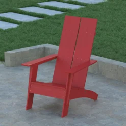 Emma And Oliver Set Of 4 Navy Modern Dual Slat Back Indoor/Outdoor Adirondack Style Chairs -Home furnishings 5978490 ALT2