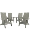 Emma And Oliver Set Of 4 Navy Modern Dual Slat Back Indoor/Outdoor Adirondack Style Chairs -Home furnishings 5978490 Gray