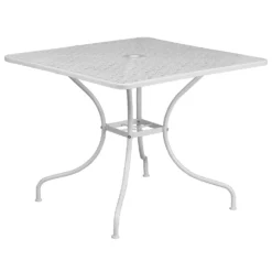 Emma And Oliver Commercial Grade 35.5" Square White Patio Table Set-2 Round Back Chairs 9 Emma And Oliver Commercial Grade 35.5" Square White Patio Table Set-2 Round Back Chairs -Home furnishings 5978493 ALT3