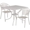 Emma And Oliver Commercial Grade 35.5" Square White Patio Table Set-2 Round Back Chairs 2 Emma And Oliver Commercial Grade 35.5" Square White Patio Table Set-2 Round Back Chairs -Home furnishings 5978493 Light Gray