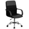 Emma And Oliver Mid-Back Black LeatherSoft And Mesh Swivel Task Office Chair With Arms