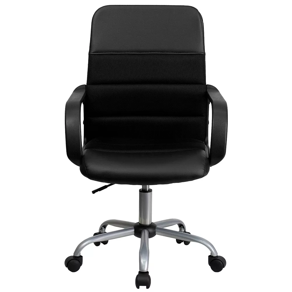 Emma And Oliver Mid-Back Black LeatherSoft And Mesh Swivel Task Office Chair With Arms 6 Emma And Oliver Mid-Back Black LeatherSoft And Mesh Swivel Task Office Chair With Arms - Image 4