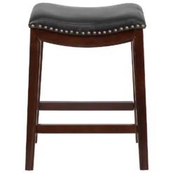 Emma And Oliver 26"H Backless Cappuccino Wood Counter Stool With Saddle Seat 9 Emma And Oliver 26"H Backless Cappuccino Wood Counter Stool With Saddle Seat -Home furnishings 5978505 ALT3